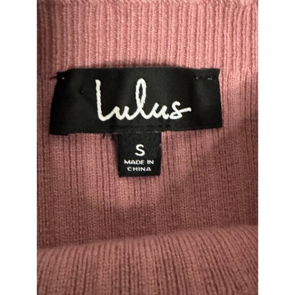 Lulus Womens S Pink Cropped Sweater Bell Sleeve Ribbed Knit Boho Indie Barbie - Picture 2 of 4